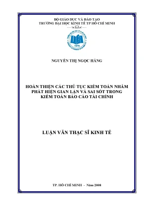 Tài liệu luận văn hoàn thiện các thủ tục kiểm toán nhằm phát hiện gian lận và sai sót