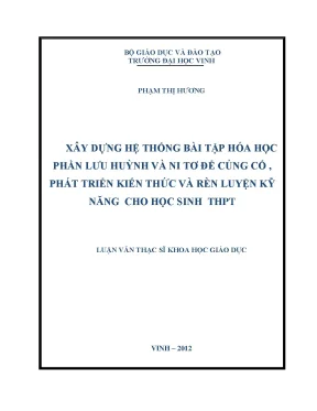 Xây dựng hệ thống bài tập hóa học phần lưu huỳnh nitơ cho học sinh THPT