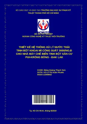 Thiết kế hệ thống xử lý nước thải tinh bột khoai mì 3000 m3/ng