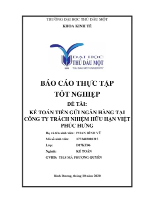 Kế toán tiền gửi ngân hàng tại Công ty TNHH Việt Phúc Hưng