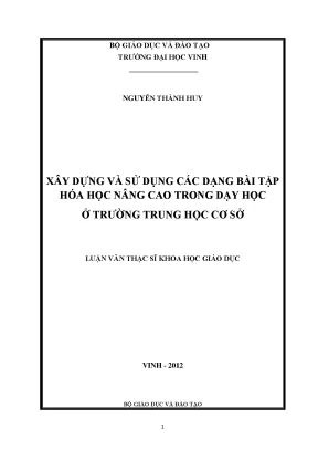 Xây dựng bài tập hóa học nâng cao dạy học THCS luận văn thạc sĩ