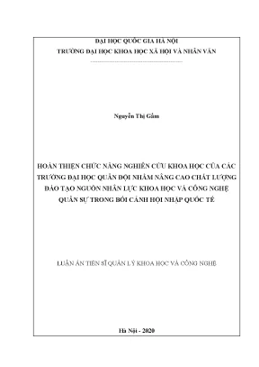 Hoàn thiện nghiên cứu khoa học trường đại học quân đội