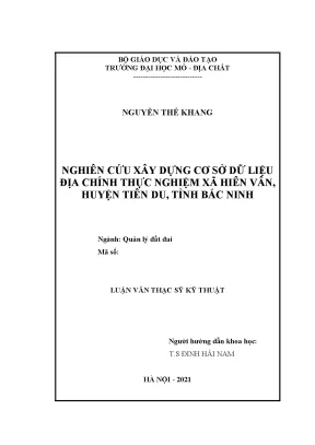 Xây dựng cơ sở dữ liệu địa chính thực nghiệm xã Hiên Vân