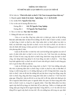 Luận án tiến sĩ kinh tế phát triển dịch vụ thuế ở việt nam trong giai đoạn hiện nay