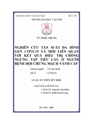 Đa hình gen CYP2C19 và điều trị chống ngưng tập tiểu cầu ở bệnh nhân ACS