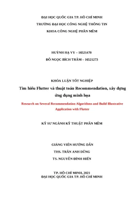 Khóa luận Flutter và thuật toán Recommendation xây dựng ứng dụng minh họa