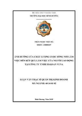 Ảnh hưởng chất lượng cuộc sống nơi làm việc đến kết quả làm việc
