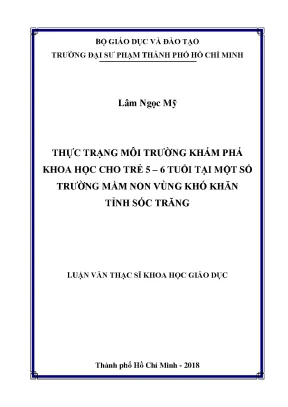 Môi trường khám phá khoa học cho trẻ 5-6 tuổi vùng khó Sóc Trăng