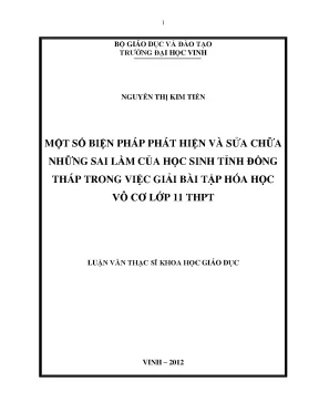 Biện pháp phát hiện sửa chữa sai lầm học sinh giải bài tập hóa vô cơ lớp 11