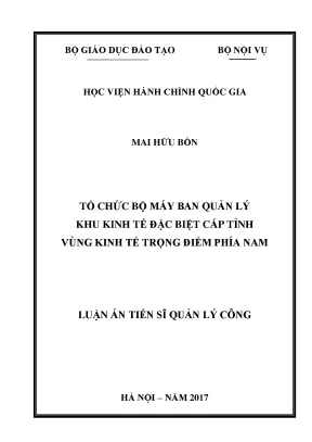 Tổ chức bộ máy ban quản lý khu kinh tế đặc biệt tỉnh phía Nam