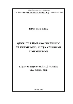 Quản lý lễ hội làng Duyên Phúc, xã Khánh Hồng, Ninh Bình