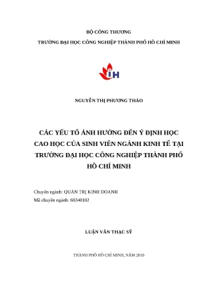 Các yếu tố ảnh hưởng đến ý định học cao học của sinh viên