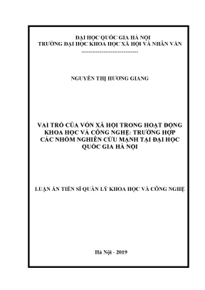 Vai trò vốn xã hội trong hoạt động khoa học và công nghệ