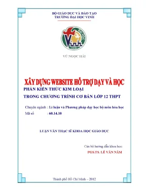 Xây dựng website hỗ trợ dạy học phần kim loại lớp 12 THPT