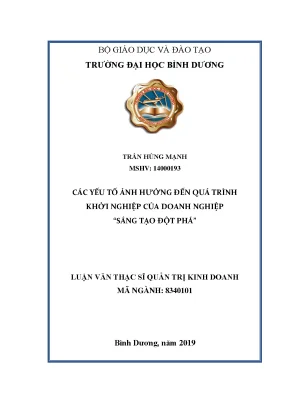 Yếu tố ảnh hưởng khởi nghiệp doanh nghiệp sáng tạo đột phá