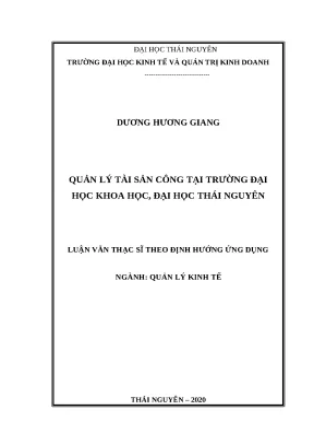 Quản lý tài sản công tại Trường Đại học Khoa học - Đại học Thái Nguyên