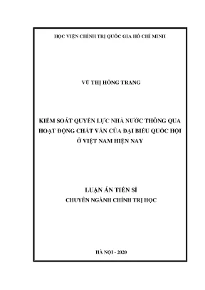 Kiểm soát quyền lực nhà nước qua chất vấn đại biểu Quốc hội