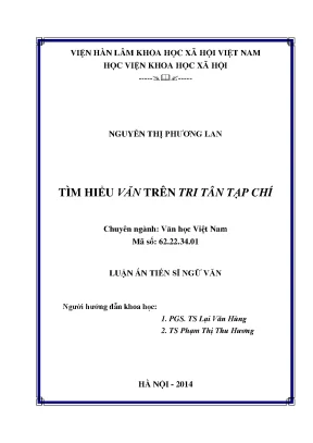 Luận án tiến sĩ: Tìm hiểu văn học trên Tri tân tạp chí