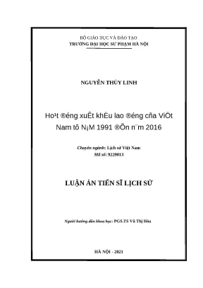 Luận án hoạt động xuất khẩu lao động Việt Nam 1991-2016