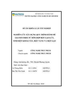 Nghiên cứu quy trình bánh mì gluten free từ hỗn hợp bột gạo