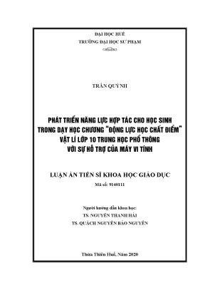 Phát triển năng lực hợp tác Vật lý lớp 10 với máy tính