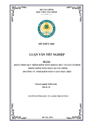 Luận văn: Quy trình kiểm toán tài sản cố định tại VACO