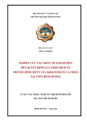 Nghiên cứu yếu tố chọn dịch vụ MyTV VNPT Bình Dương