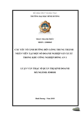 Yếu tố ảnh hưởng lòng trung thành nhân viên KCN Đồng An 1