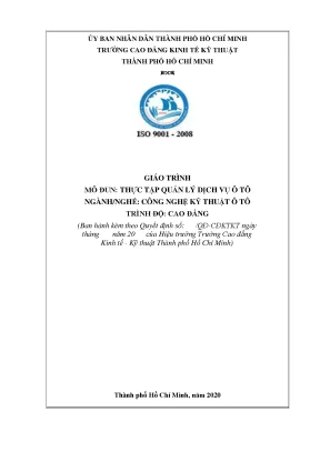 Giáo trình Thực tập Quản lý Dịch vụ Ô tô - Cao đẳng Kỹ thuật