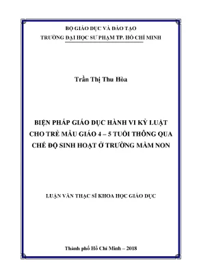Giáo dục kỷ luật trẻ mẫu giáo 4-5 tuổi qua chế độ sinh hoạt MN