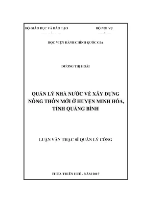 Quản lý nhà nước về xây dựng nông thôn mới ở huyện Minh Hóa