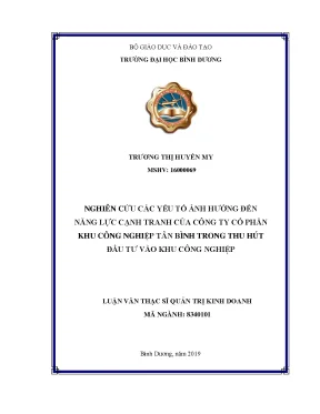 Năng lực cạnh tranh KCN Tân Bình trong thu hút đầu tư