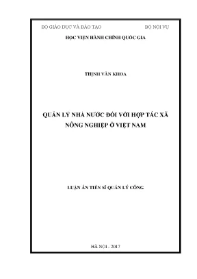 Quản lý nhà nước đối với hợp tác xã nông nghiệp ở Việt Nam