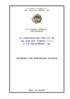 Giải pháp hoàn thiện quản trị nguồn nhân lực tại Cục Hải quan Bình Dương