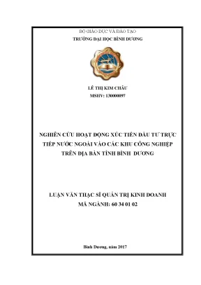 Nghiên cứu xúc tiến đầu tư trực tiếp nước ngoài vào KCN Bình Dương