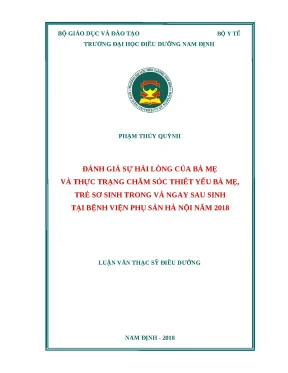 Đánh giá sự hài lòng bà mẹ về chăm sóc sau sinh tại Bệnh viện Phụ Sản Hà Nội 2018