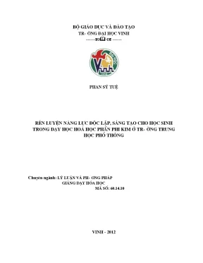 Rèn luyện năng lực sáng tạo cho học sinh trong dạy học hóa học phi kim