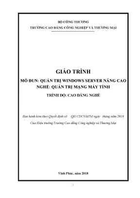 Giáo trình Quản trị Windows Server nâng cao cho nghề Quản trị mạng