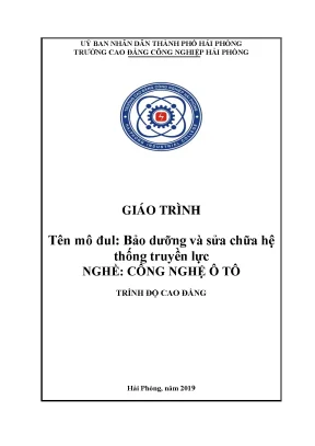 Giáo trình Bảo dưỡng & Sửa chữa Hệ thống Truyền lực Ô tô