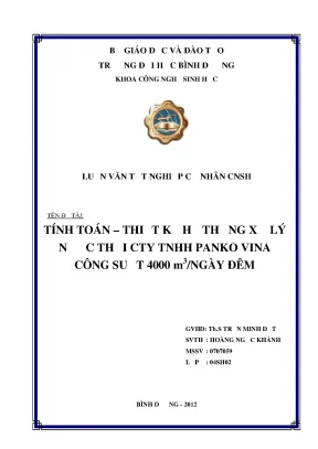 Tính toán thiết kế hệ thống xử lý nước thải Panko Vina 4000m3/ngày