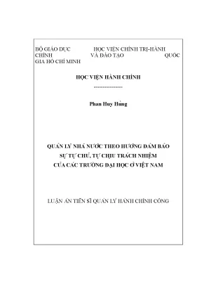 Quản lý nhà nước về tự chủ đại học ở Việt Nam