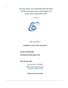 Báo cáo đồ án 1 website luyện thi vào lớp 10 năm 2021