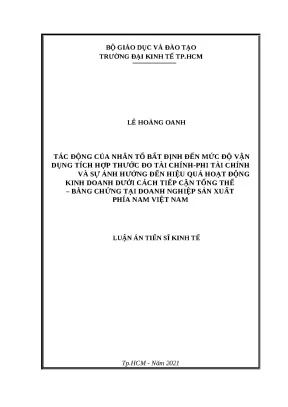 Tác động nhân tố bất định đến tích hợp thước đo tài chính-phi tài chính