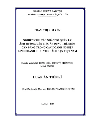 Nhân tố quản lý ảnh hưởng đến Thẻ điểm cân bằng khách sạn