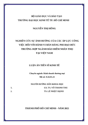 Ảnh hưởng áp lực công việc đến hành vi bán hàng phi đạo đức