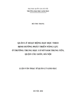 Luận văn thạc sĩ quản lý hoạt động dạy học theo định hướng phát triển năng lực ở trường trung học cơ sở nam trung yên cầu giấy hà nội