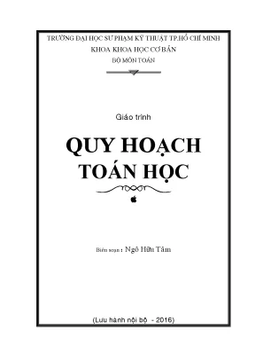 Giáo trình Quy hoạch Toán học Ngô Hữu Tâm - ĐHSPKT TP.HCM