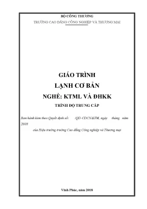 Giáo trình lạnh cơ bản nghề kỹ thuật máy lạnh điều hòa