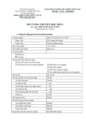 Đề cương chi tiết học phần Khí tượng đại cương - ĐH TN&MT TP.HCM