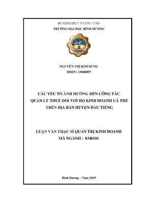 Các yếu tố ảnh hưởng quản lý thuế hộ kinh doanh cá thể
